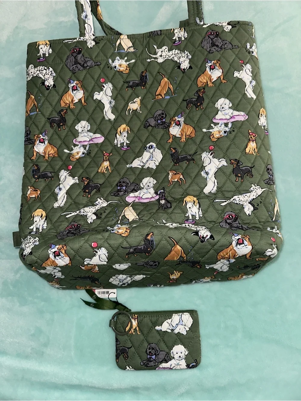 VB Large North South Dog Print Tote & ID Wallet Bundle Dog Park Pattern-NWT
